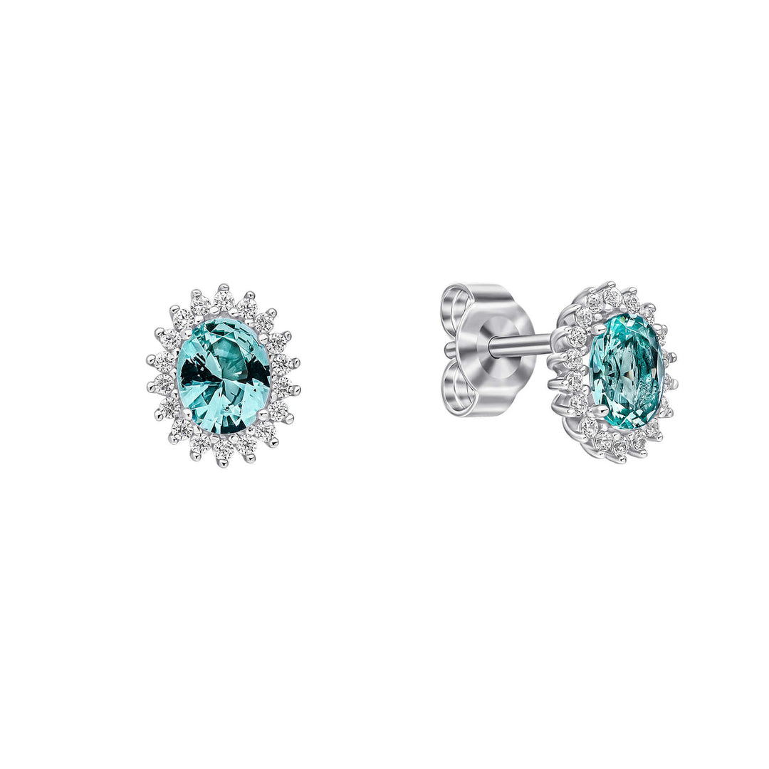 silver oval zirconia cluster stud earrings - Carathea & Jools.