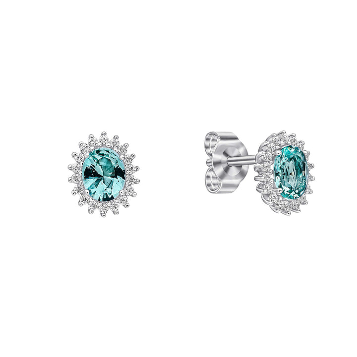 silver oval zirconia cluster stud earrings - Carathea & Jools.