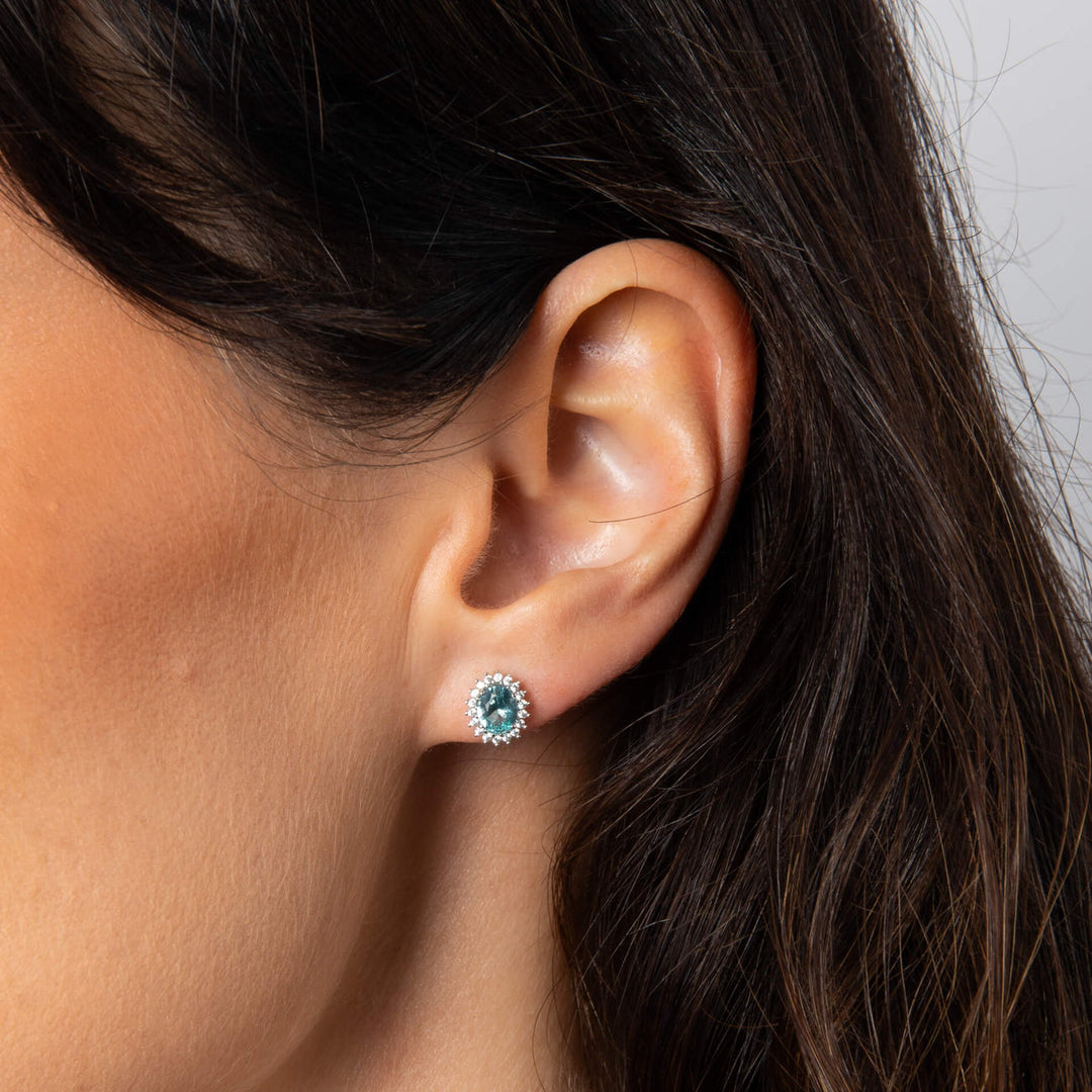 silver oval zirconia cluster stud earrings - Carathea & Jools.