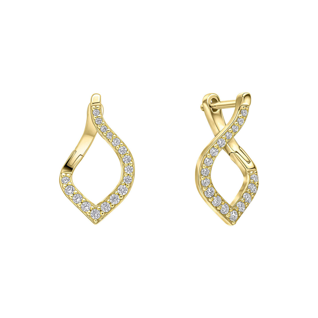 Diamonfire Gold Plated Silver & CZ Cluster Cut Out Earrings