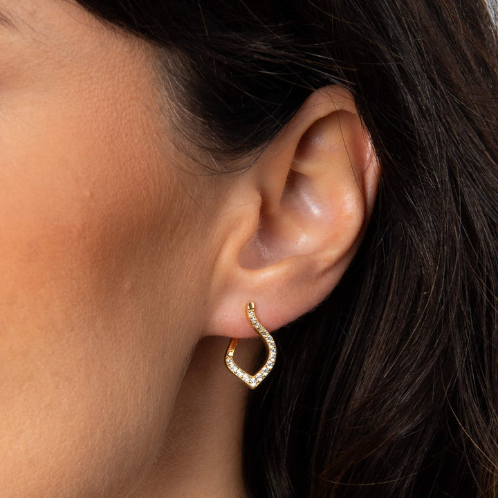 Diamonfire Gold Plated Silver & CZ Cluster Cut Out Earrings