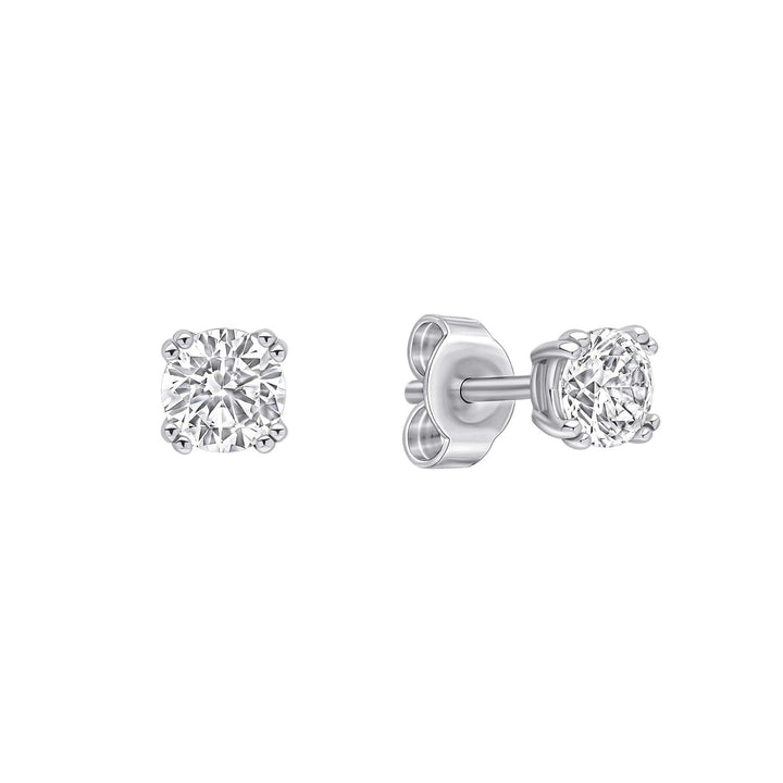 Diamonfire 0.5ct Silver Zirconia Double Claw Solitaire Stud Earrings