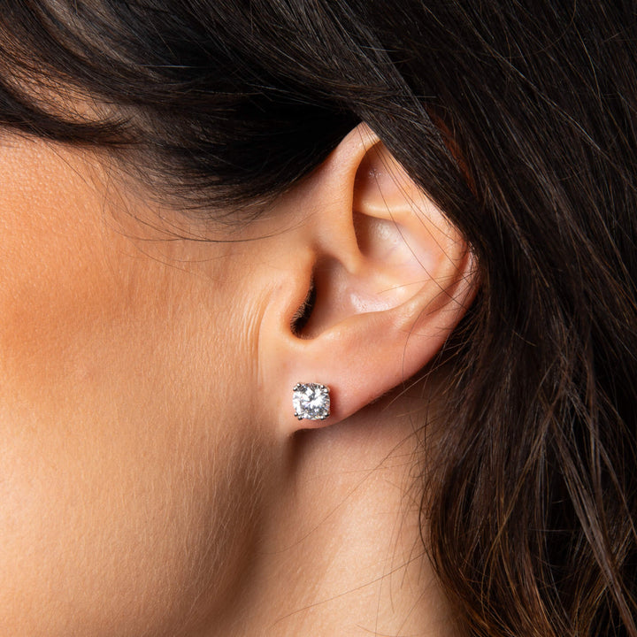 Diamonfire 0.5ct Silver Zirconia Double Claw Solitaire Stud Earrings