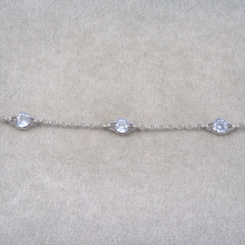 Silver and CZ Station Bracelet