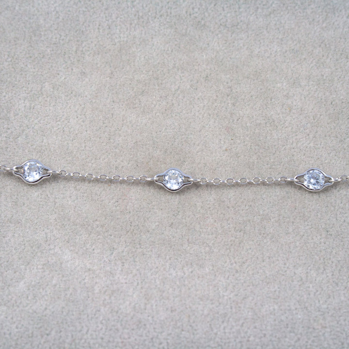 Silver and CZ Station Bracelet