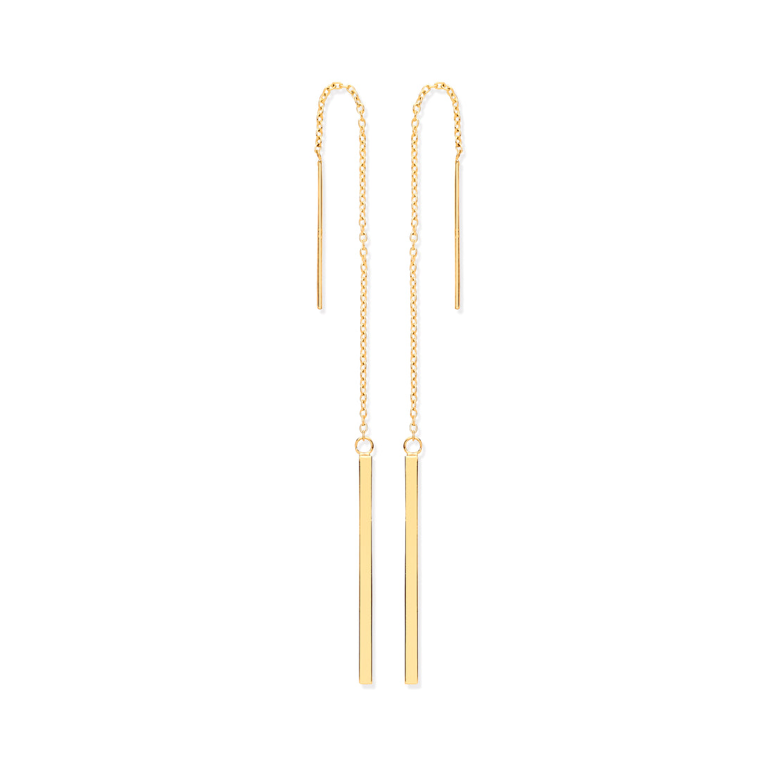 Gold Threader Earrings with Chain and Bar