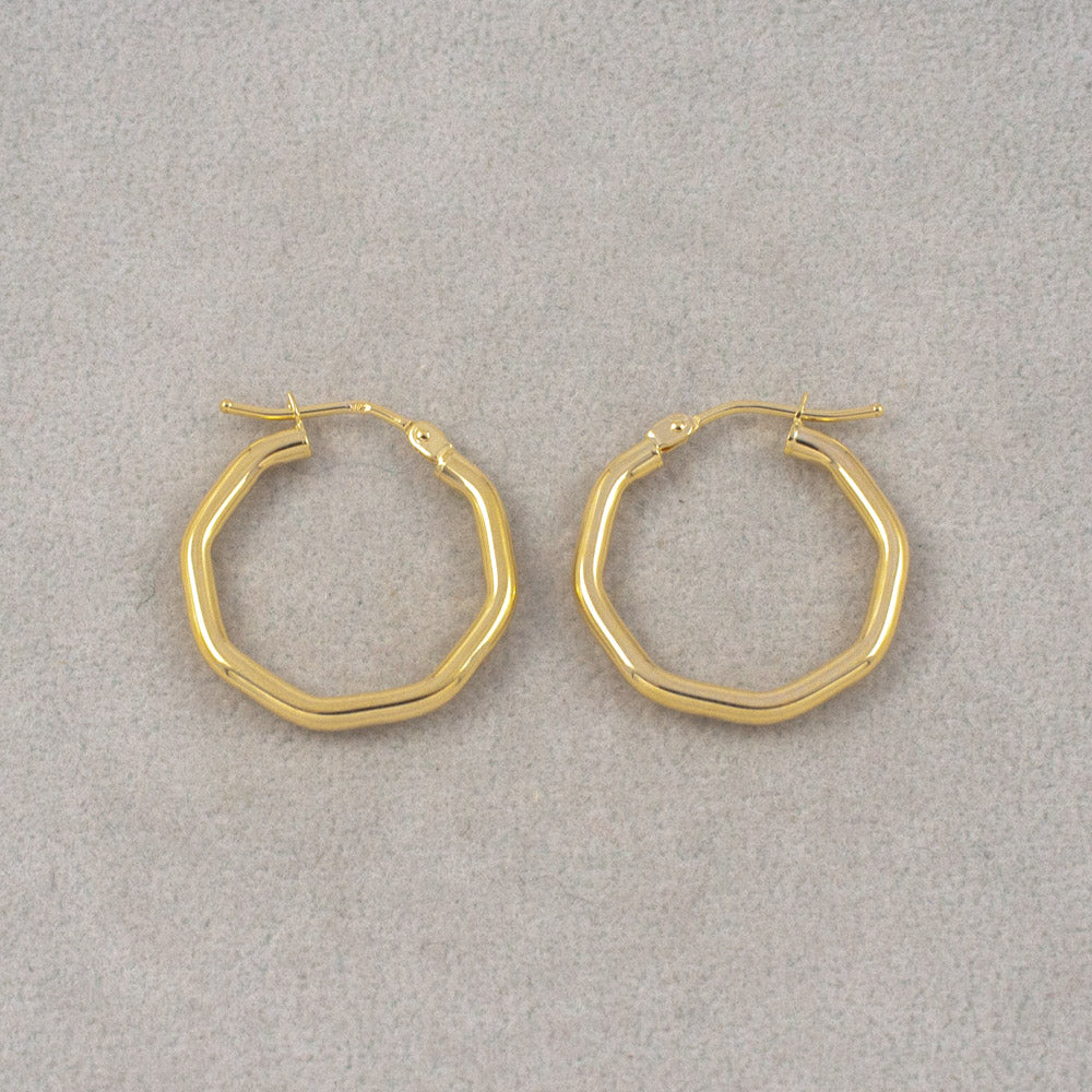 Gold Hexagon Hoop Earrings