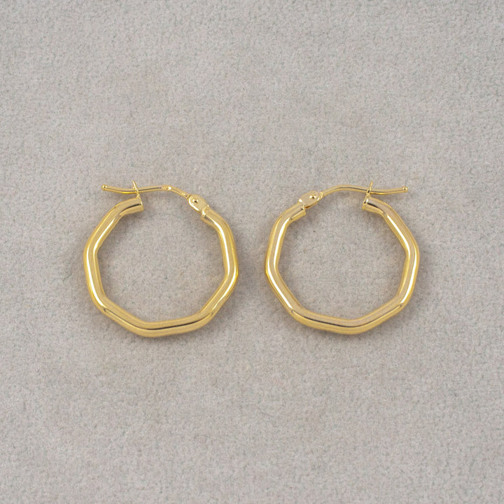 Gold Hexagon Hoop Earrings