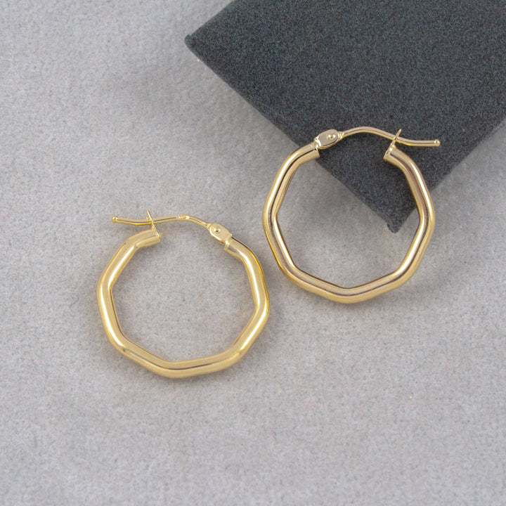 Gold Hexagon Hoop Earrings