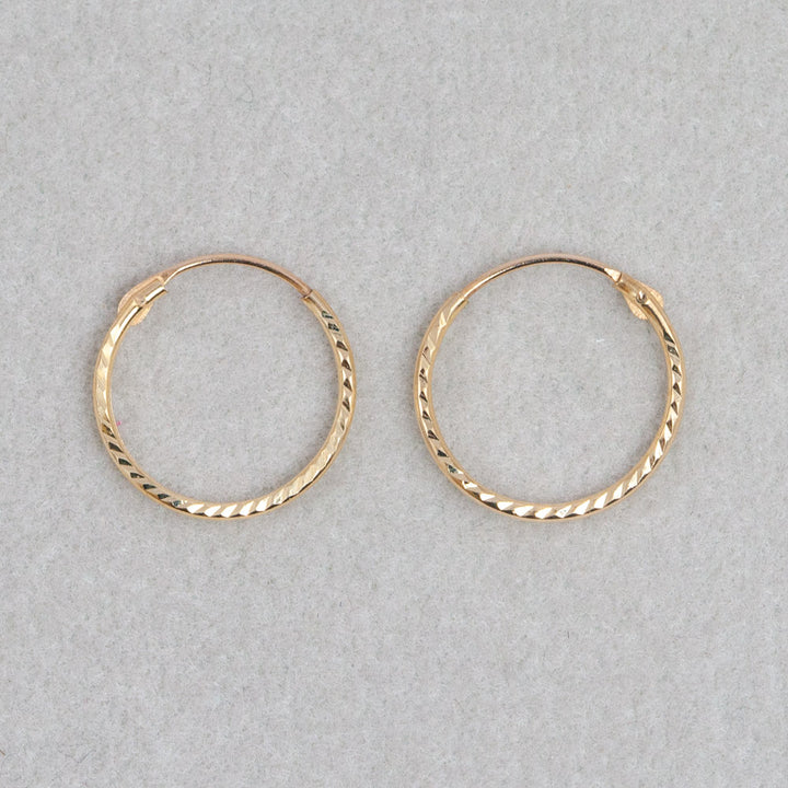 Gold Hinged Diamond Cut Sleeper Earrings 10mm
