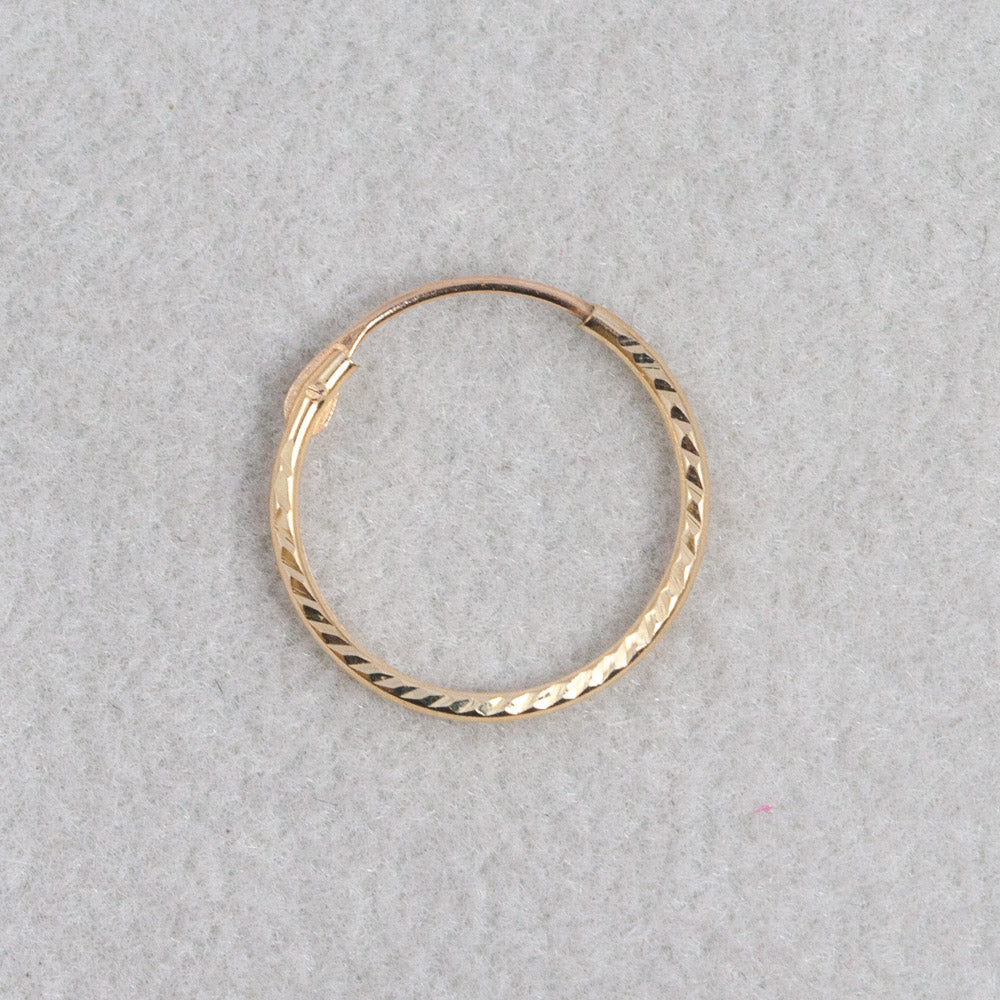 Gold Hinged Diamond Cut Sleeper Earrings 10mm