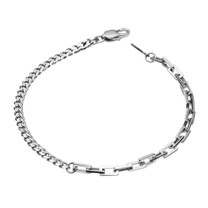 fred bennett mixed link stainless steel bracelet for men | Carathea