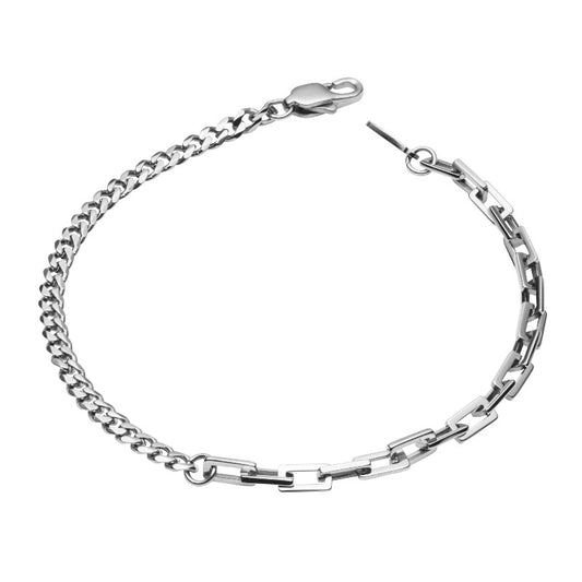 fred bennett mixed link stainless steel bracelet for men | Carathea