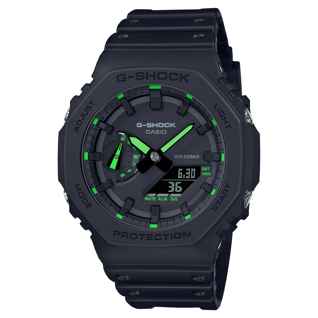 Casio G-Shock matte black and neon green watch - Carathea & Jools