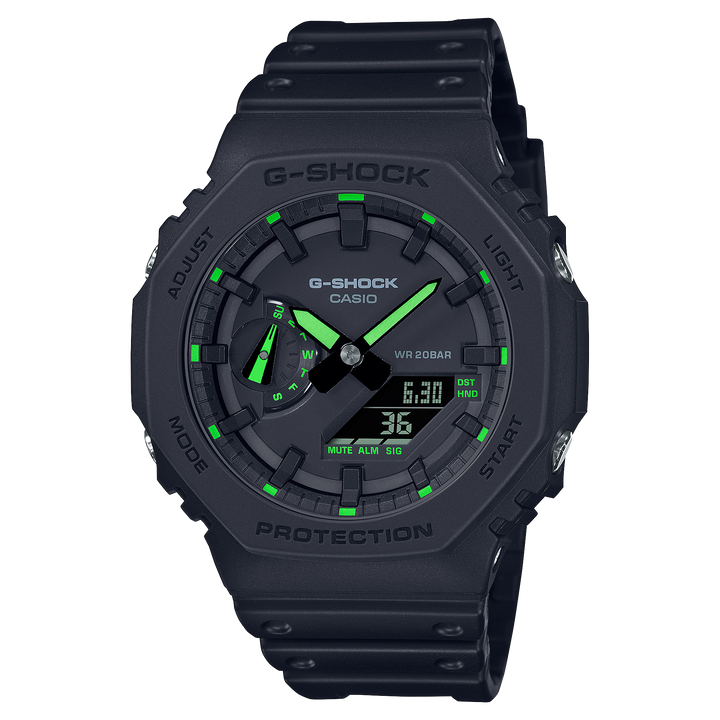 Casio G-Shock matte black and neon green watch - Carathea & Jools