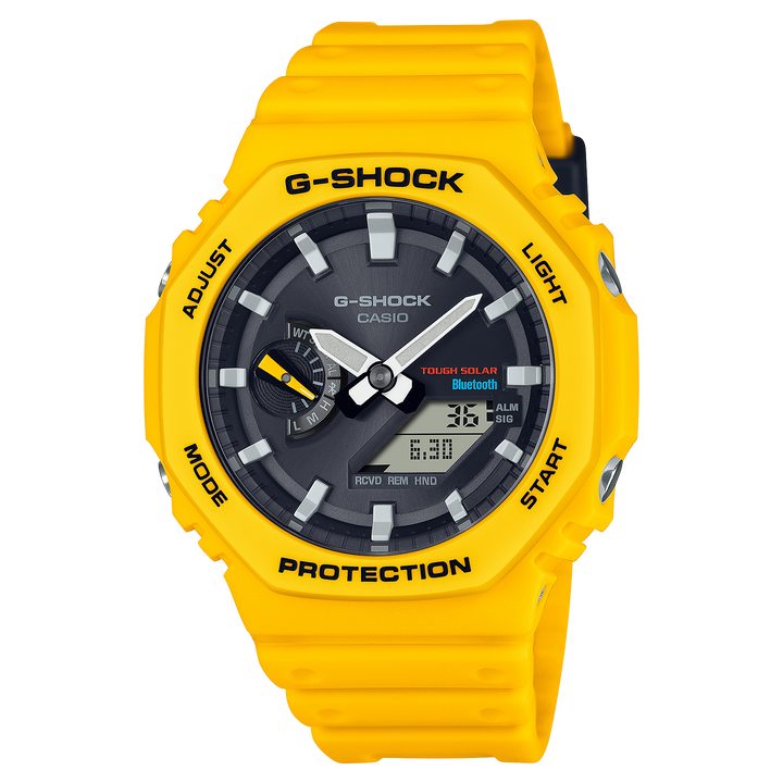 Casio yellow G-Shock watch with solar and bluetooth connectivity - Carathea & Jools