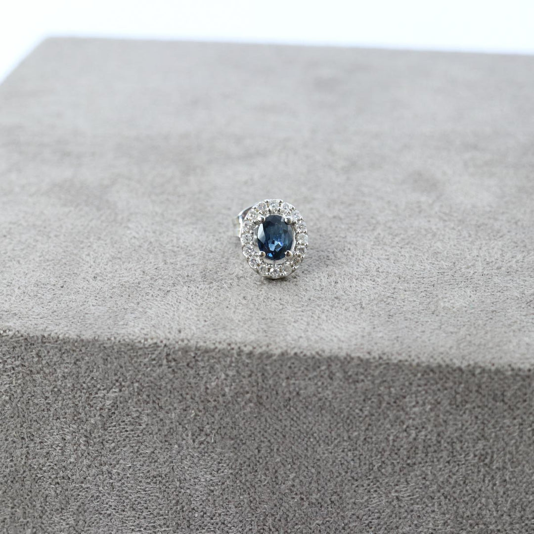 9ct White Gold Sapphire and Diamond Cluster Earrings