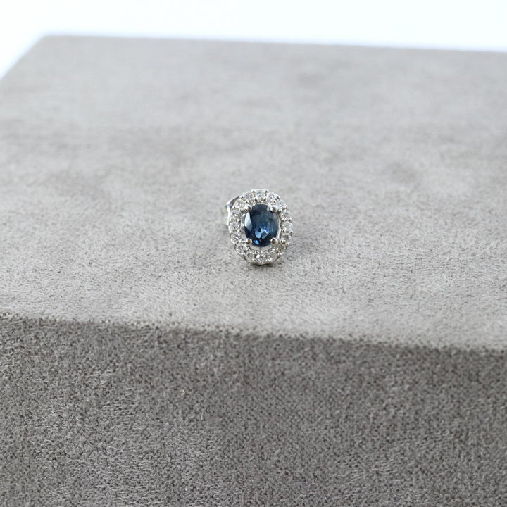 9ct White Gold Sapphire and Diamond Cluster Earrings