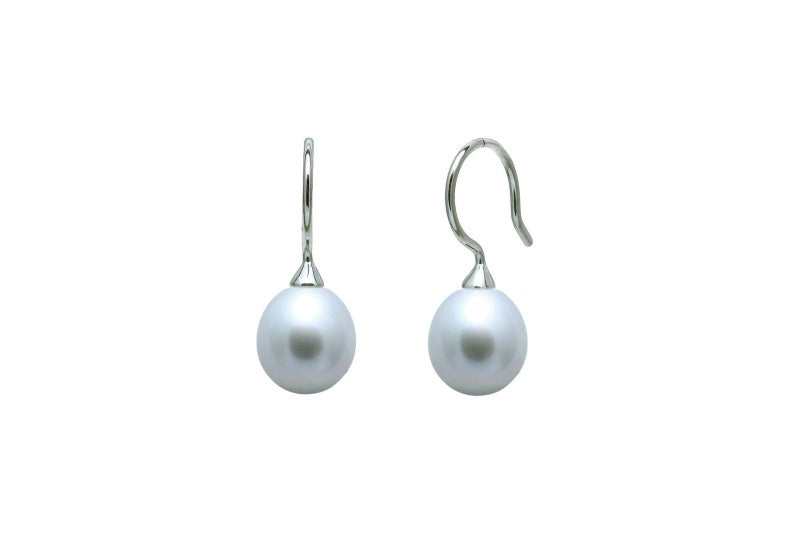 grey teardrop pearl drop earrings - Carathea