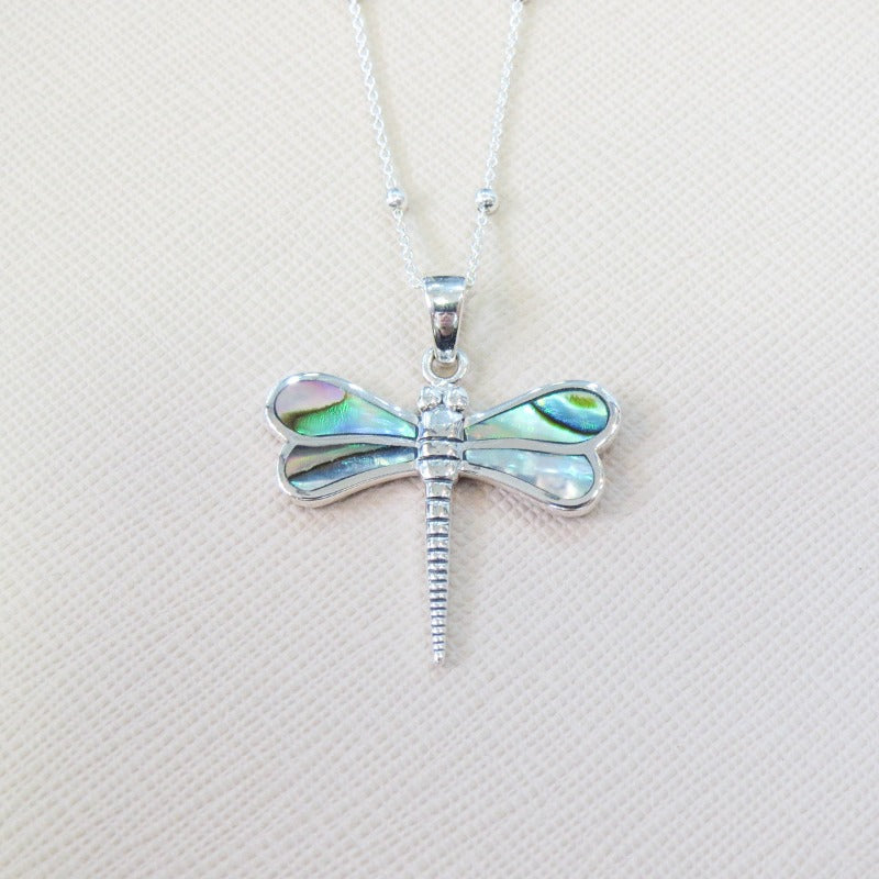dragonfly paua shell pendant - Carathea jewellers