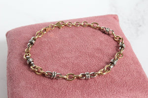 9ct white and yellow gold multilink bracelet | Carathea
