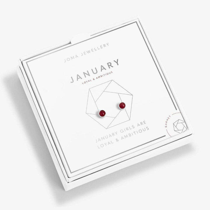 January Garnet silver plated earrings - Carathea