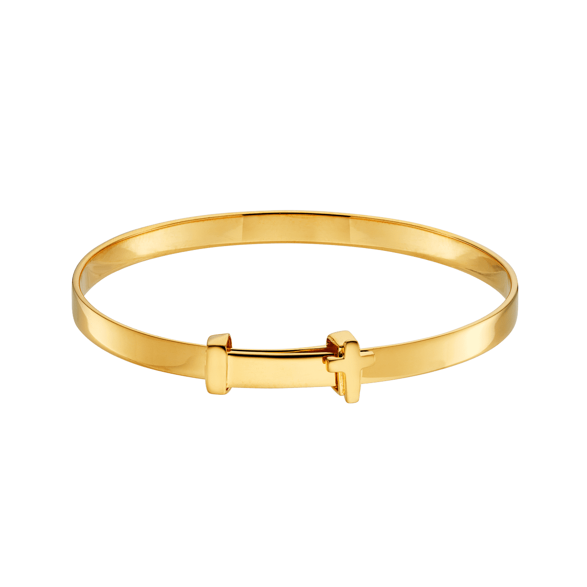 gold plated silver cross baby bangle - Carathea jewellers