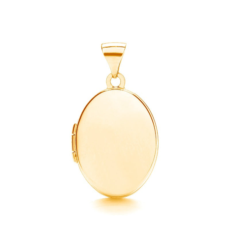 9ct gold plain oval locket - Carathea jewellers