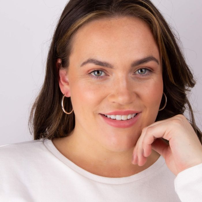 Large Silver square cut round hoop earrings - Carathea