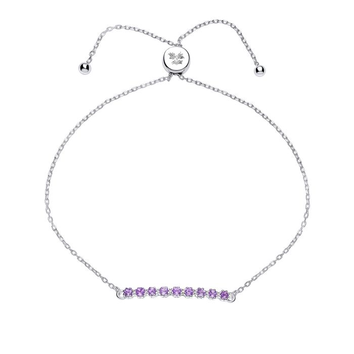 Amethyst and sterling silver strip bracelet.