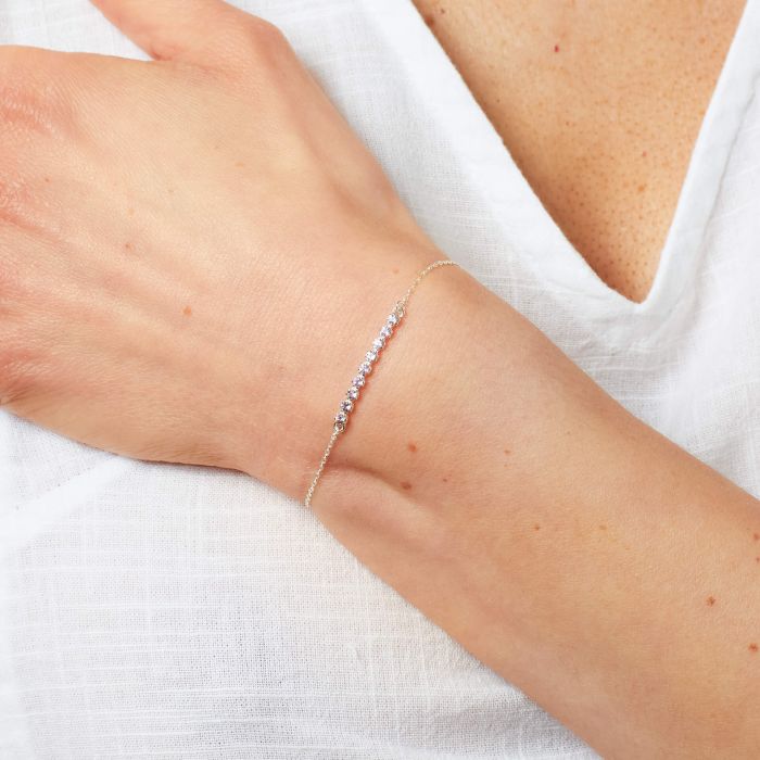 Amethyst and sterling silver strip bracelet.