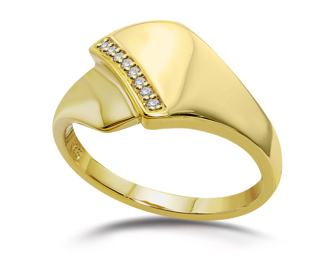 gold plated silver ring with CZ - Carathea jewellers