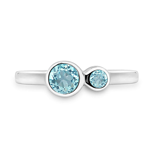 Silver Ladies Ring with Blue Topaz Stones