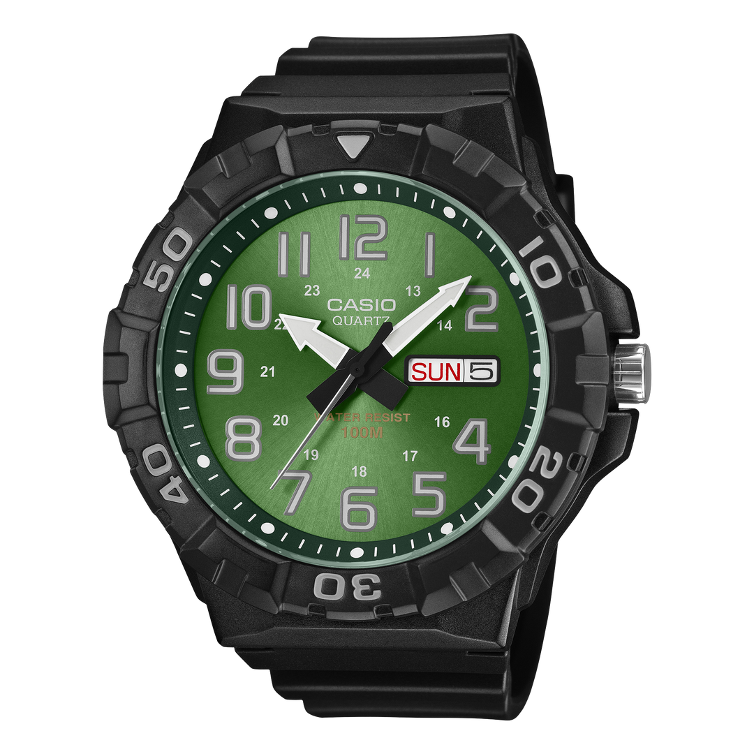 Casio Watch in black with green dial - Carathea & Jools