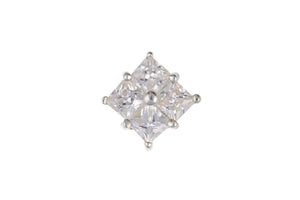 Single Silver Square CZ Men's Stud Earring