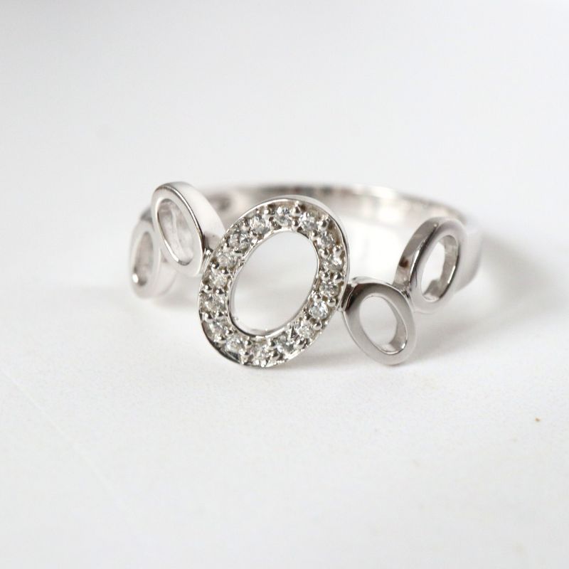 White Gold and CZ Open Ovals Ring