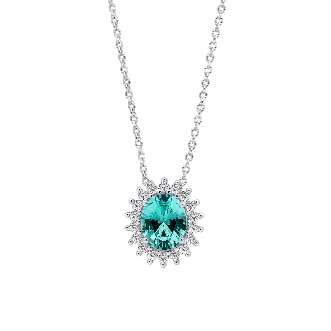 silver zirconia oval cluster pendant - Carathea & Jools.