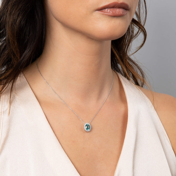 silver zirconia oval cluster pendant - Carathea & Jools.