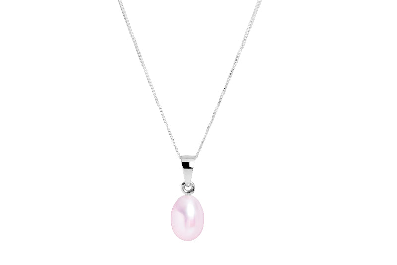 silver pendant with pink cultured river pearl - carathea jewellers