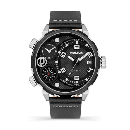 Police men's watch in black with mulit dials - Carathea jewellers