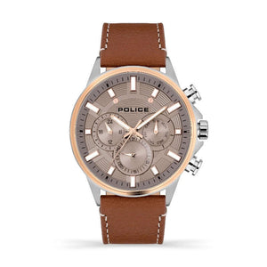 Police men's chrono watch brown strap - Carathea jewellers