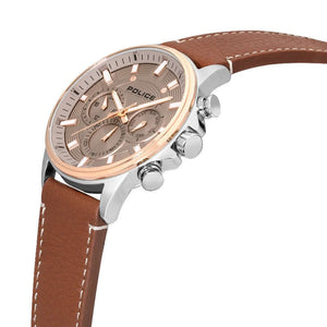 Police men's chrono watch brown strap - Carathea jewellers