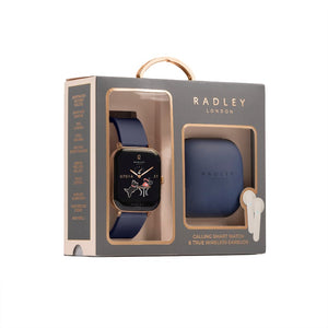 Radley Smartwatch in Navey with wireless headphones - Carathea