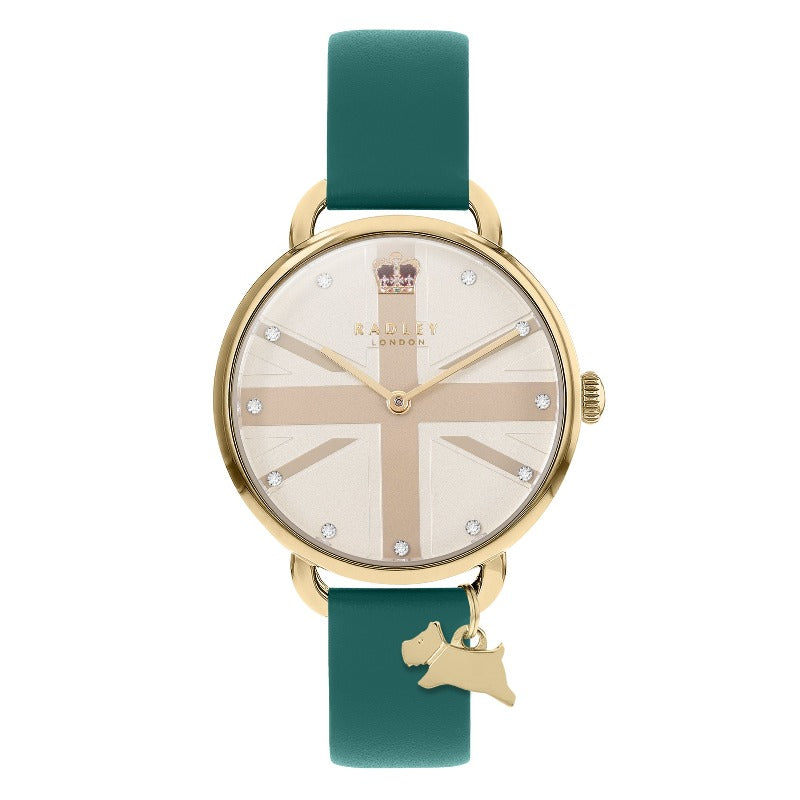 Radley ladies watch Union Jack and teal leather strap - Carathea