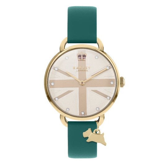 Radley ladies watch Union Jack and teal leather strap - Carathea