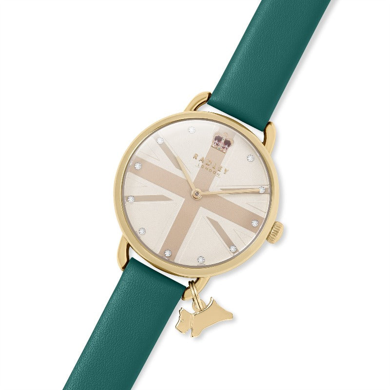 Radley ladies watch Union Jack and teal leather strap - Carathea