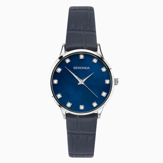 Ladies Sekonda watch blue dial with CZ's - Carathea