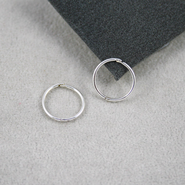 Hinged Silver Sleeper Earrings 12 mm (Pair)