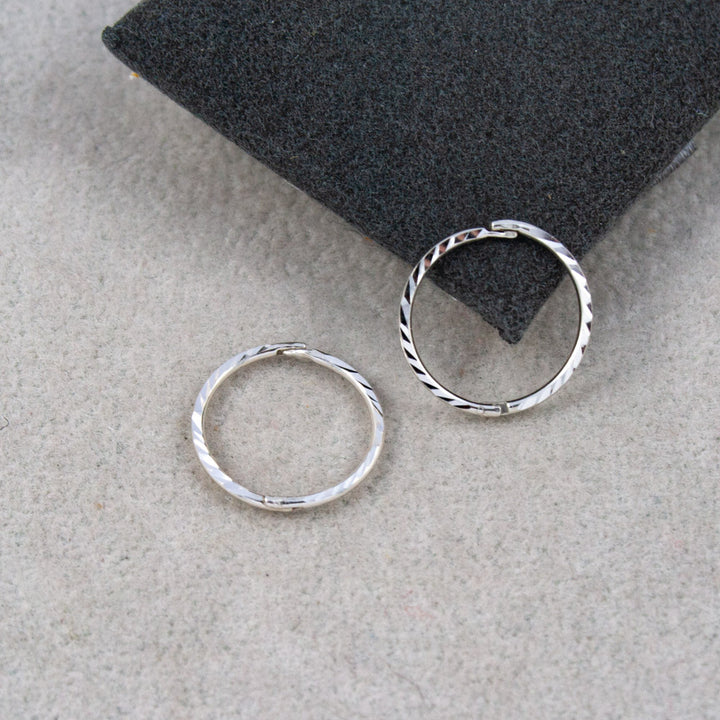Pair of Silver 12mm Diamond Cut Hinged Sleepers