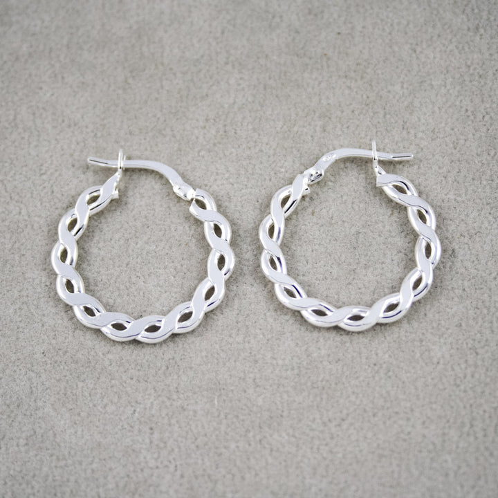 Silver Infinity Link Round Hoop Earrings